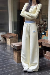 Cute Bow Plaid Waist Patchwork Loose Pants
