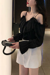 Sexy Off Shoulder Ruffles Blouse Shirts