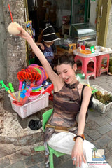 Sexy Halter Neck Tie Dye Irregular Crop Tops