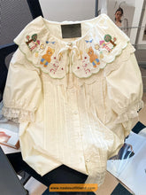 Puff Sleeve Cute Doll Collar Embroidered Lace Blouse Shirt