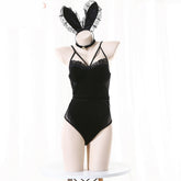 Couples Black Bodysuit Revealing Sexy Bunny Costumes Lingerie Role Play