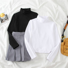 High Neck Long Sleeve Casual Slim Shirt