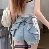 Cute 3D Bow Style Denim Shorts