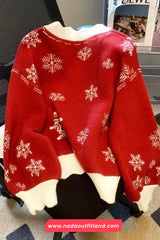 Long Sleeve Christmas Theme Pattern V-Neck Sweater