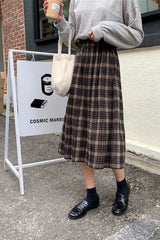 Vintage Wool Plaid Pleated Skirt