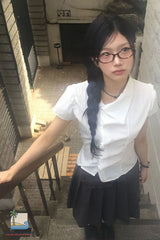 Short Sleeve Irregular Style Blouse Shirts