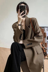 Long Sleeve Elegant Midi Blazer Office Jacket