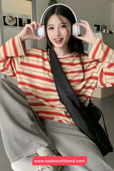 Long Sleeve O-Neck Striped Summer Shirts