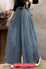 High Waist Loose Wide Leg Denim Long Pants