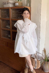Loose Sun Proof Transparent Ruffled Blouse Shirt