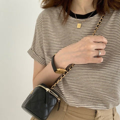 Short Sleeve O-Neck Striped Shirts