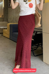 High Waist Polka Dots Pattern Slim Bodycon Mermaid Skirts