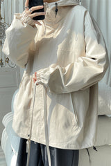 Loose Windbreaker Hooded Cargo Jackets