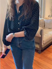 Elegant Dot Pattern Office Blouse Shirt