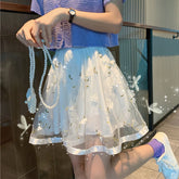 High Waist Mesh Lace Flower Mini Skirts
