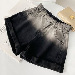 High Waist Elegant Gradient Denim Shorts Jeans