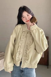 Long Sleeve Sweet Ruffled Cargo Jacket