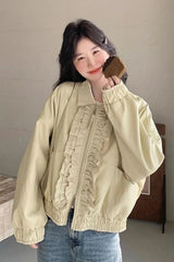Long Sleeve Sweet Ruffled Cargo Jacket