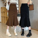 High Waist Mermaid Ruffles Midi Skirt