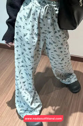 Loose Thick Floral Pattern Casual Sweatpants