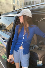 Long Sleeve Chic Buttons Slim Fit Knitted Cardigan Sweater
