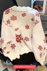 Long Sleeve Christmas Theme Pattern V-Neck Sweater