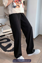 Casual Ice Silk Men Pleated Long Pants