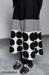 Vintage Polka Dot Striped Pattern Knitted Midi Skirts