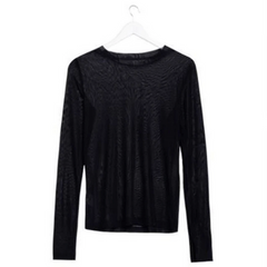 Long Sleeve See Through Transparent Mesh Shirt