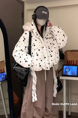 Retro Stars Pattern Cute Rabbit Ears Hooded Parkas Jacket