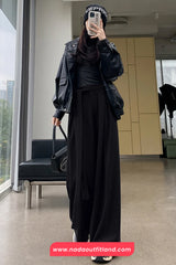 Loose Woolen Lace Up Wide Leg Pants