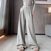 High Waist Loose Elegant Striped Office Pants