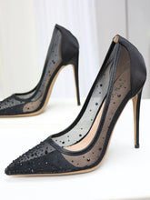 Diamond Mesh Pointed Ultra High Heels