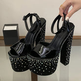 Crystal Rhinestone Chunky Platform Sandals