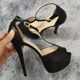 14cm Peep Toe Ankle Strap Sandals Stilettos Pumps