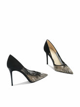 Black Pointed Rhinestone High Heels