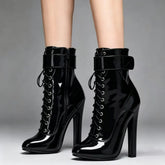 15CM Square High Heels Short Boots