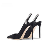 Black suede rhinestone Sandals