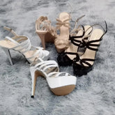 14cm Super High Heels Leather Platform Ankle Strap Sandals