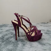 14CM Open Toe Platform High Heels Snake Pattern Sandals