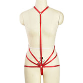 White Red Bodysuit Red Black Body Harness Lingerie Sexy Teddy