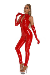 Latex Vinyl Deep V Bodysuit