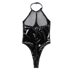Womens Black Bodysuit Intimate HubLai Leather Lingerie Latina Teddy