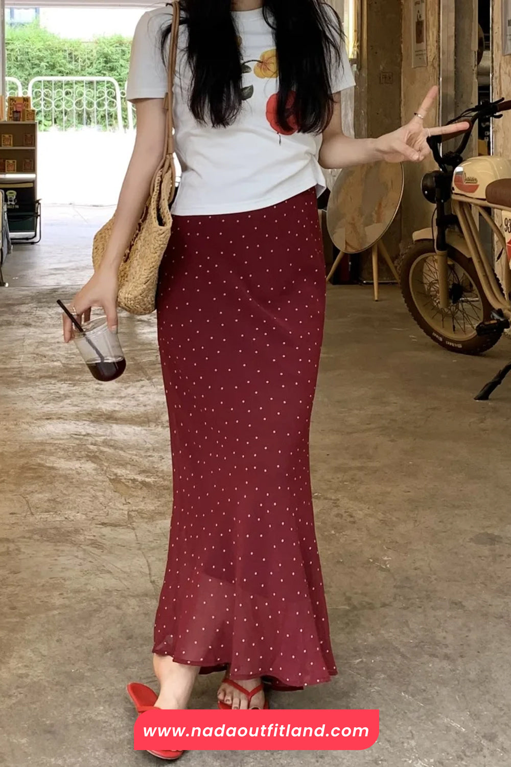 High Waist Polka Dots Pattern Slim Bodycon Mermaid Skirts