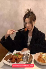 Long Sleeve Faux Lambs Casual Retro Coat Jacket