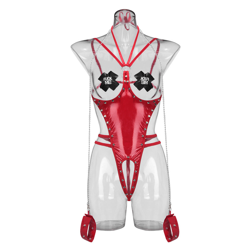 Women Open Back Bodysuit Sexy HubLai Bondage Lingerie Teddy Fetish