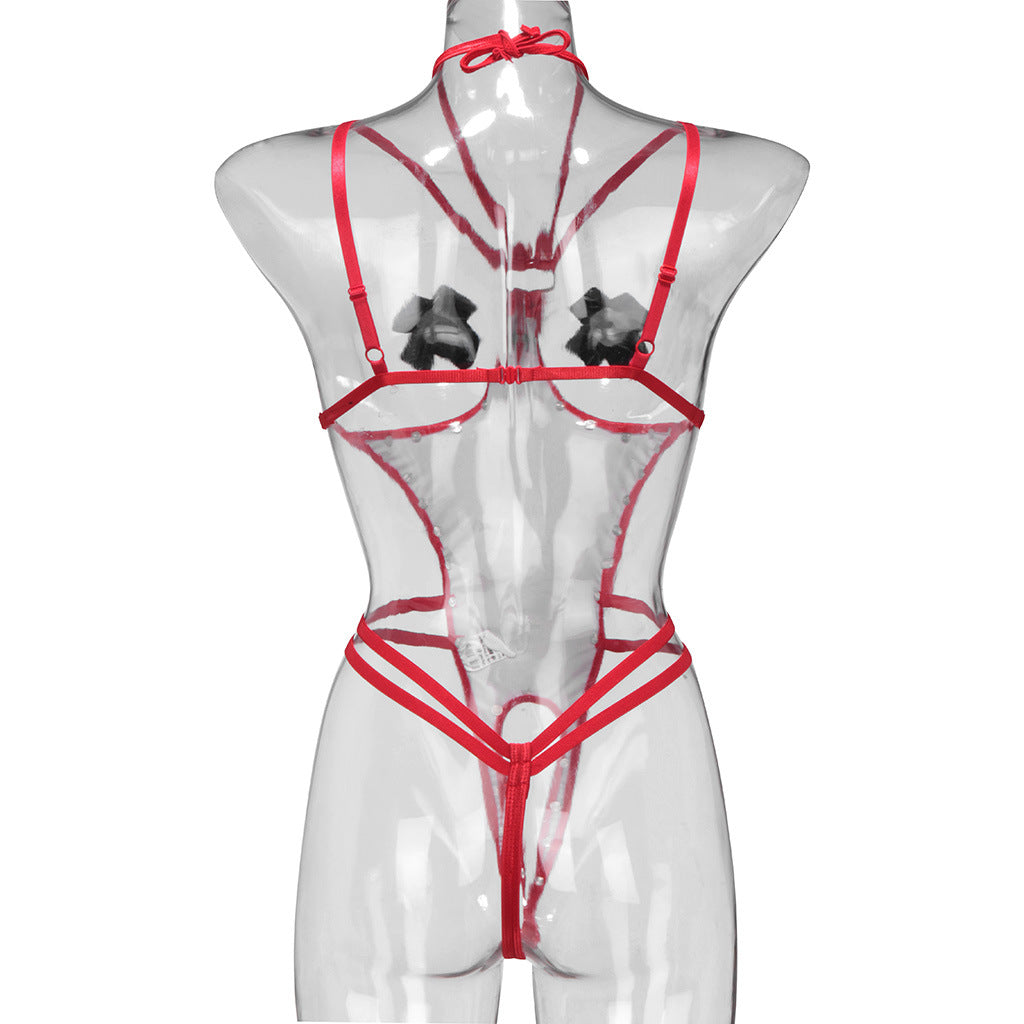 Women Open Back Bodysuit Sexy HubLai Bondage Lingerie Teddy Fetish