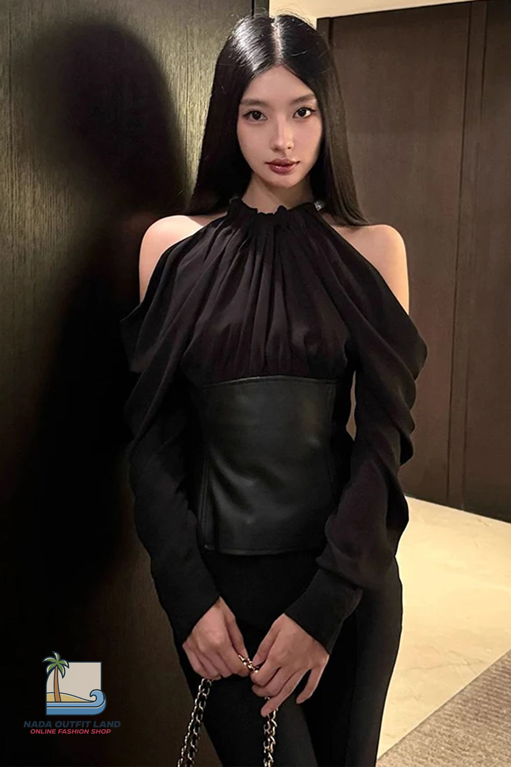 Long Sleeve Sexy Halter Off Shoulder Elegant Blouse Shirt