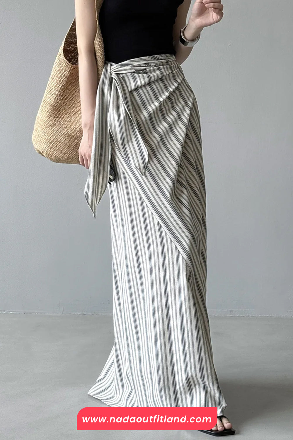 High Waist Striped Irregular Style Elegant Skirts