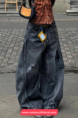 High Waist Loose Wide Leg Women Black Jeans Pants